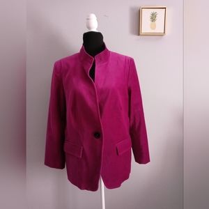 AK Ann Klein women Velvet Blazer stretch color Magenta size 16  Pockets  Button